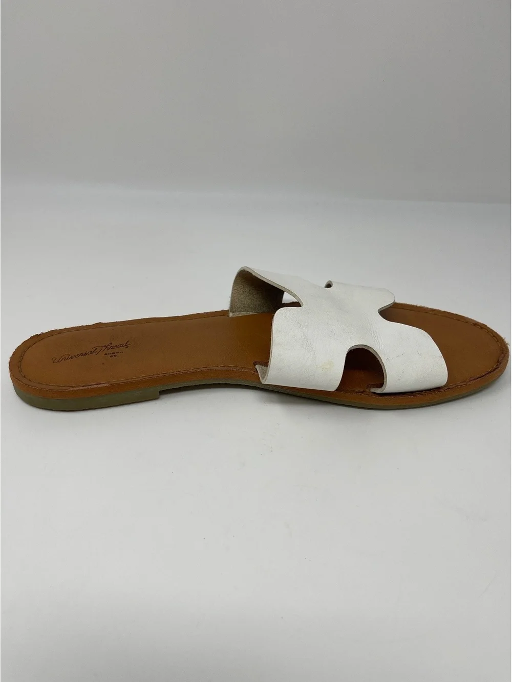 Universal Thread Womens White H Band Cutout Slide Sandals Flat Shoes Size 9.5